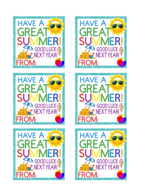 Have A Great Summer Free Printable Tags